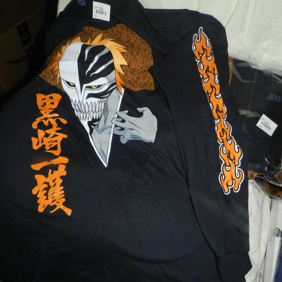 NEW Bleach Ichigo Orange Flame 20th Anniversary Adult Long Sleeve T-Shirt NWT - Picture 6 of 16